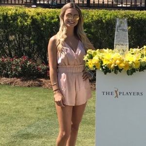 Salmon pink silk romper